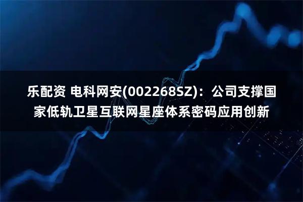 乐配资 电科网安(002268SZ)：公司支撑国家低轨卫星互联网星座体系密码应用创新